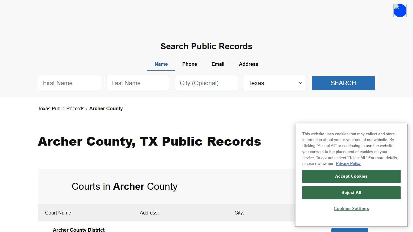 Archer County, TX Public Court, Arrest and Inmate Records - ThePublicIndex